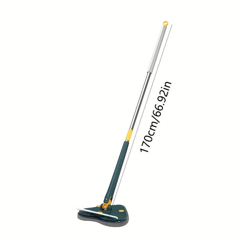 One-piece Triangle Mop featuring Self-Twisting Technology, No Hand Washing Required, Built-in Scraper, 360-degree Rotation, ideal for use in Living Room, Bedroom, Bathroom, Toilet, and Kitchen - Made from Plastic