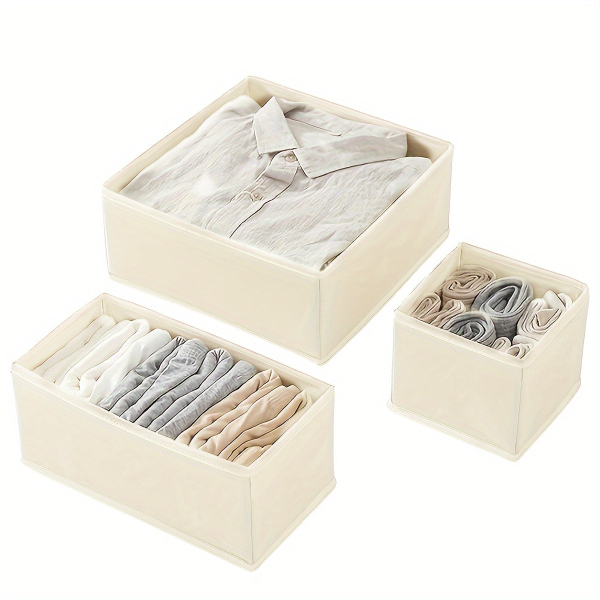 Set of 6 Polyester Non-Woven Foldable Storage Boxes designed for organizing underwear and socks in your closet or drawer. Perfect as a Halloween or Christmas gift.