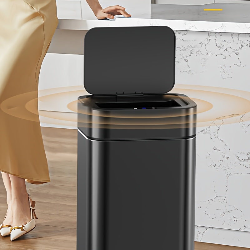 Fashionable high-end smart sensor trash can with large capacity, sealed odor-proof inner bucket and lid. Infrared sensor + kick automatic function. Suitable for various areas in the home