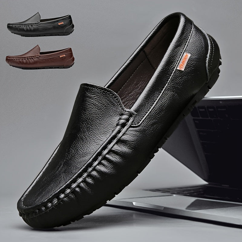 Men's Split Cowhide Leather Loafers, Lightweight Slip-On Shoes for Outdoor Activities in Spring and Summer.