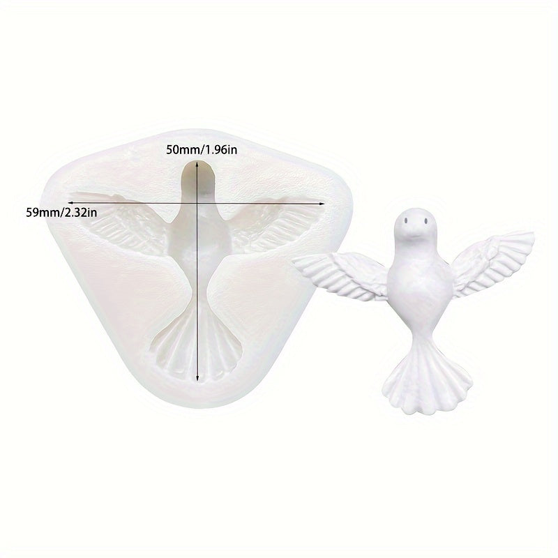 Silicone Cake Mold Shaped Like a Dove - Ideal for Decorating Fondant, Chocolate, and Sugarcraft in the Kitchen or Restaurant Setting. Features Easy Release and Long-lasting Construction