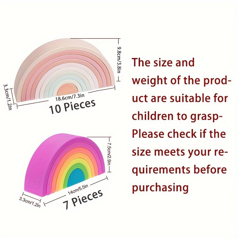 TYRY.HU Silicone Rainbow Stacking Toy - Safe for Children, Educational Nesting Puzzle for Kids | Great Holiday Gift for Christmas & Thanksgiving, Available in 7/10 Tiers