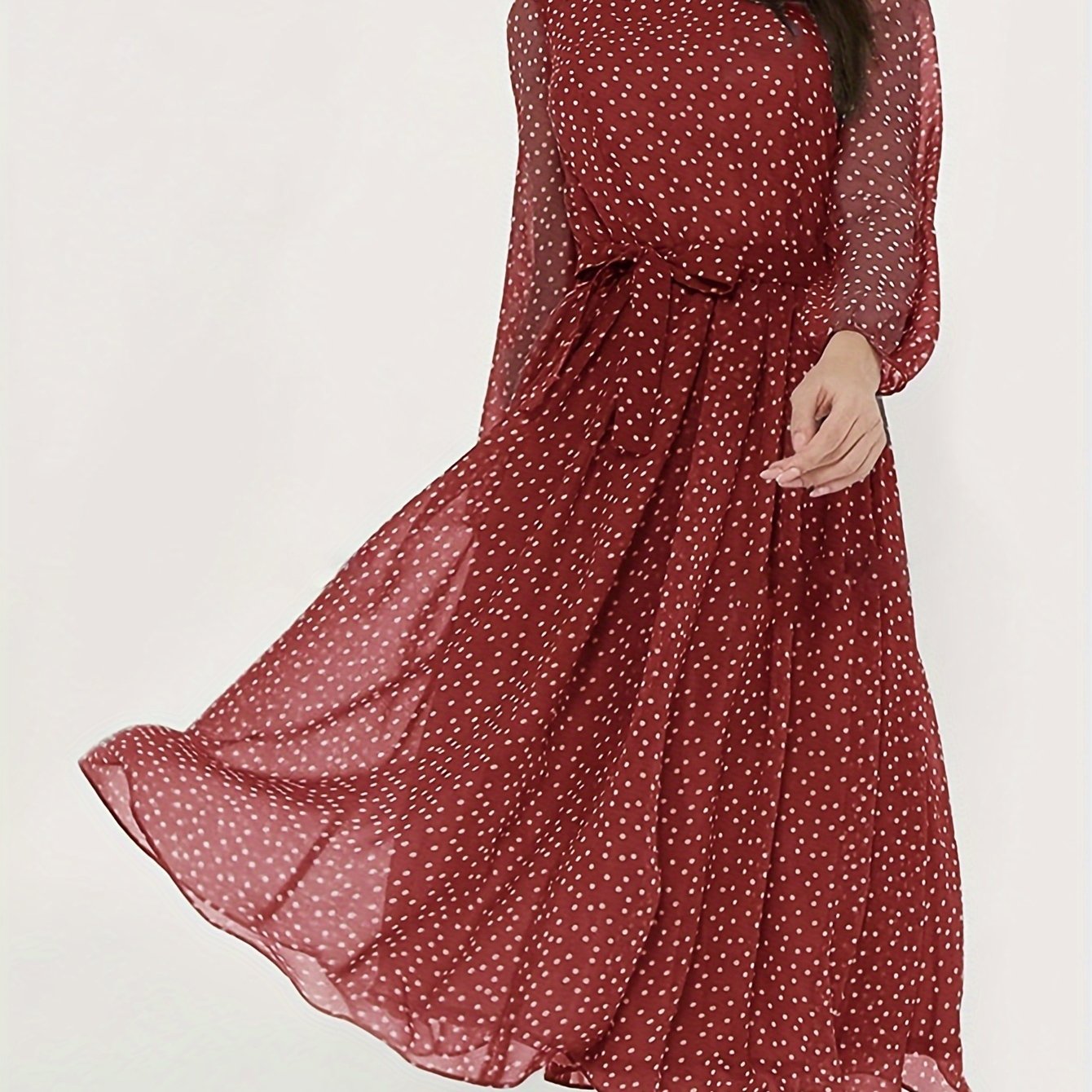 Stylish Polka Dot A-Line Dress with Tie Waist - Versatile for Spring/Summer/Fall