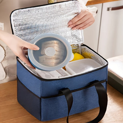 The Insulated Lunch Bag Set includes a 1pc Oxford Cloth Thermal Cooler Tote for storing food on the go. This portable food storage container is leakproof and can be easily hand washed. Perfect for office, picnic, camping, and travel use.