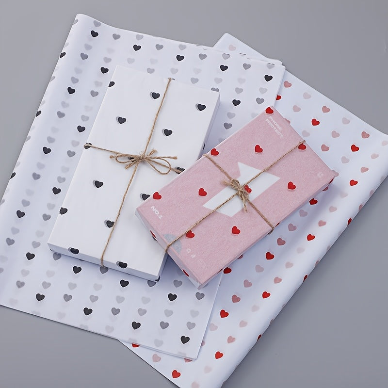 20 YINGYUYUAN Premium Tissue Paper Sheets in Red Heart Pattern for multiple uses such as gift wrapping, scrapbooking, and wedding décor.