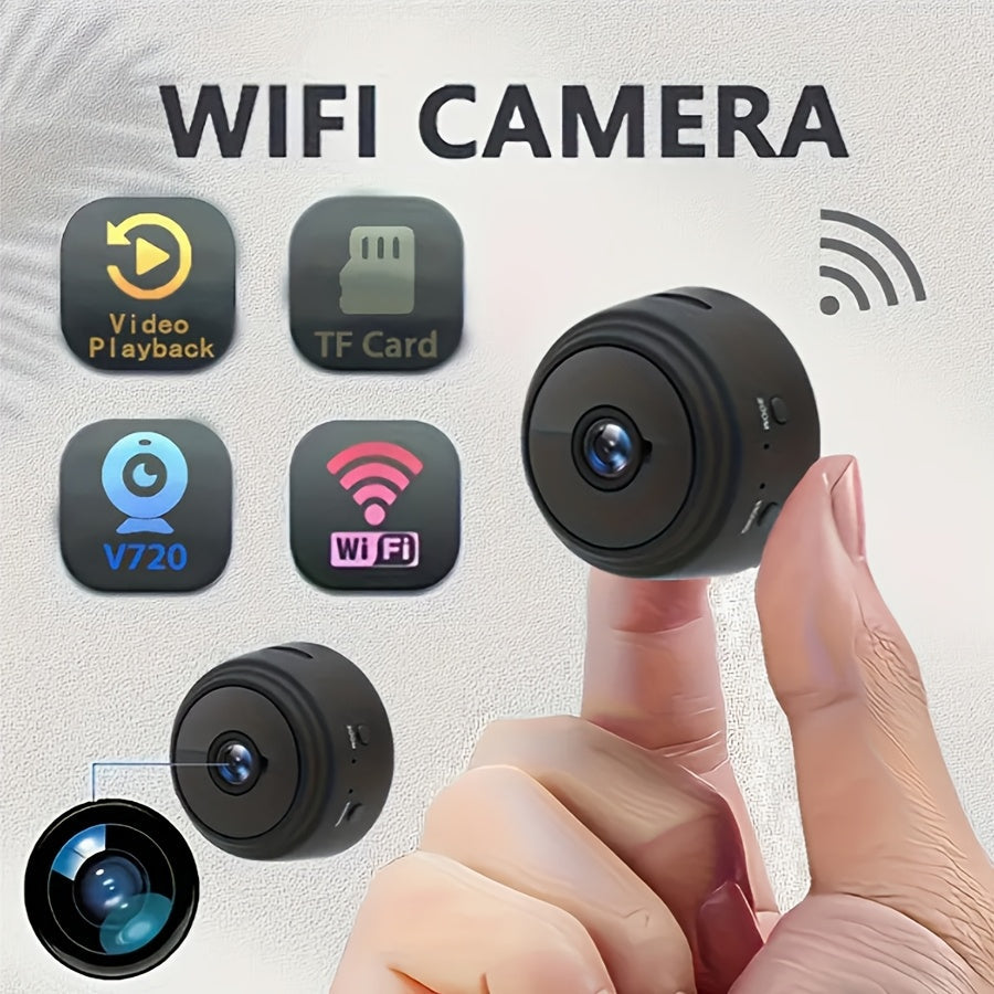 The Oimlyo A9 Smart WiFi Camera offers 480p security surveillance with a magnetic base for easy mounting. It can be powered by battery or USB and is compatible with smartphones for remote viewing via a mobile application. The rechargeable lithium polymer