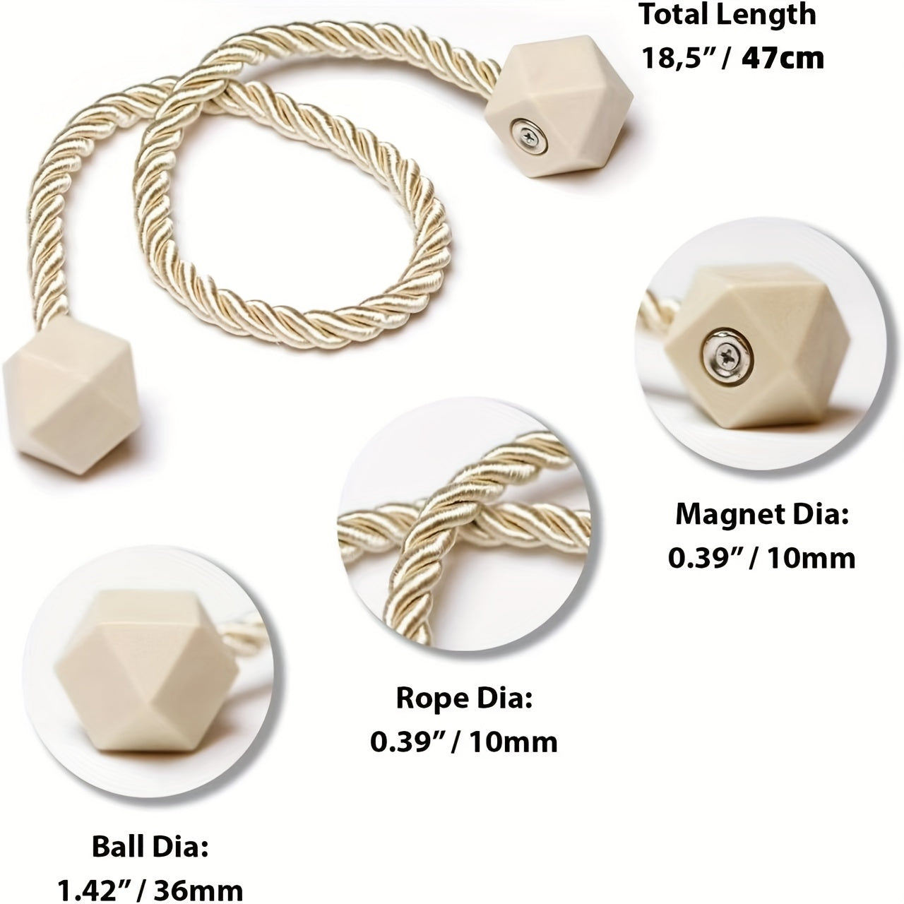 Contemporary Rope-Style Magnetic Curtain Tiebacks - Perfect for Enhancing Living Room, Office, and Home Décor