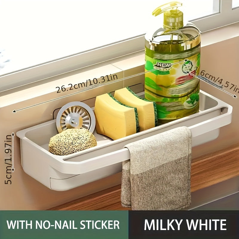 Keep your kitchen sponge organized and within reach with this convenient wall-mounted sink caddy. Includes a drip tray, dishcloth rack, and rustproof sponge storage rack for easy cleaning. Perfect for both kitchen and bathroom use, this holder is a