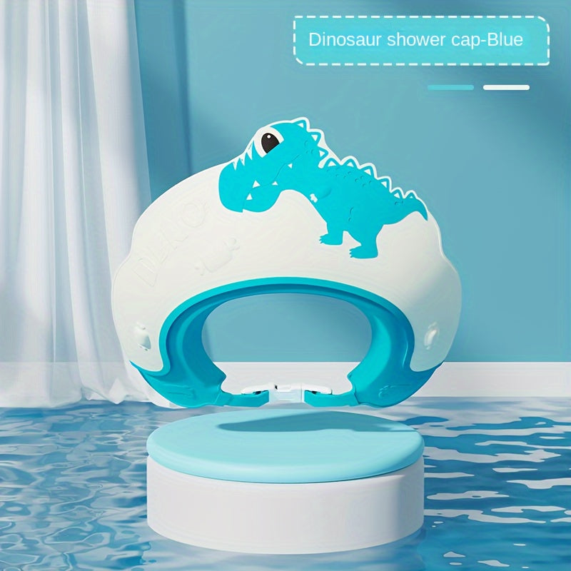 Shower Cap with Fun Dinosaur Design, Waterproof Shampoo Barrier, Leak-Proof, Comfortable Fit, Ear Protection for Kids Ages 2-6, Perfect Bath Time Accessory by PANLYNNER