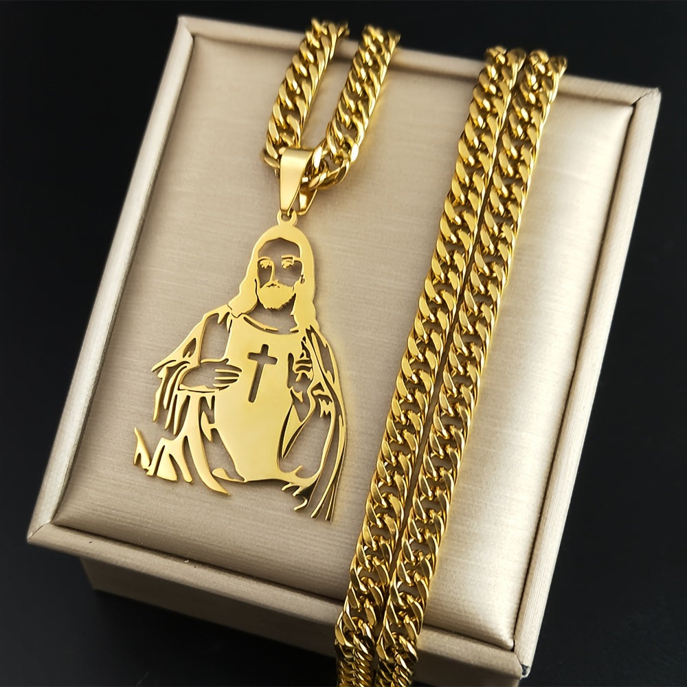 Men and women can rock the hip hop religious symbol cross pendant necklace, featuring 18K golden plated stainless steel. This piece is made without any mosaic material, perfect for everyday fashion. It also makes a great Thanksgiving gift and can be worn