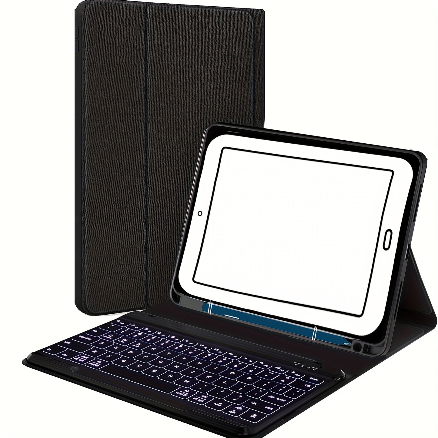 Keyboard case with pencil holder, detachable wireless keyboard, and 7 color backlighting, compatible with iPad 11, 10.9, 10.5, 25.91 cm, iPad 9th/8th/7th gen, iPad 10th gen 27.69 cm, iPad