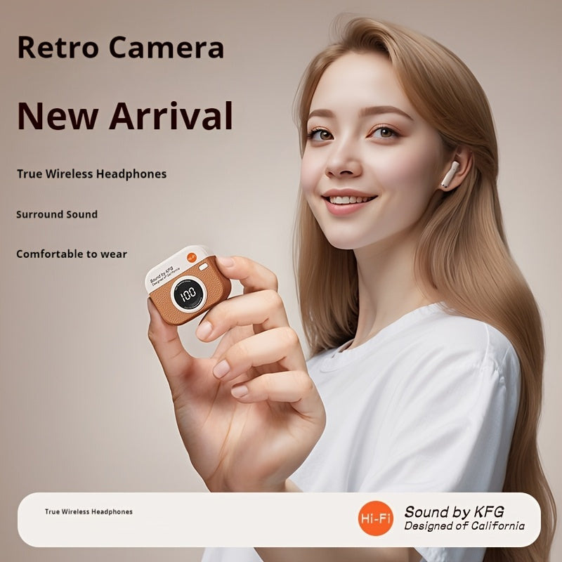 Introducing the new Senyang True Wireless Cartoon Camera Headphones with semi in-ear design, perfect for couples and sports enthusiasts. These mini earbuds offer TWS 9D HIFI stereo sound