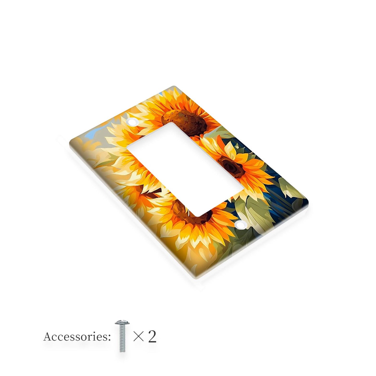 Sunflower diamond art light switch cover; no batteries required; fits standard single and double outlets in kitchen, bathroom, living room.