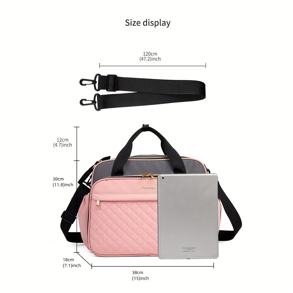 Spacious LEQUEEN Diaper Bag: Waterproof, Multi-Compartment Mommy Tote with Crossbody Strap for Travel and Storage