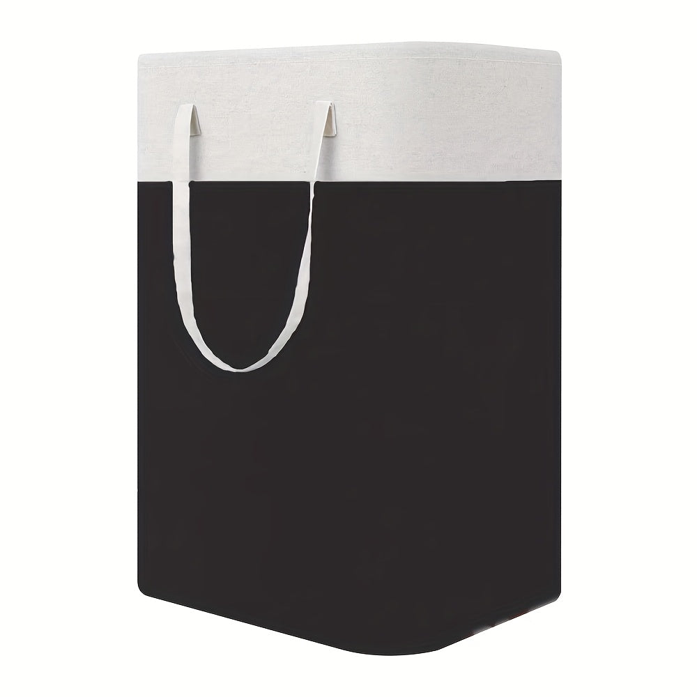 Graduated Grey Laundry Basket with Waterproof and Freestanding Design - This Collapsible Tall Clothes Hamper features Extended Handles for Easy Transport of Clothes and Toys in the Dorm and Family - 75L Capacity.