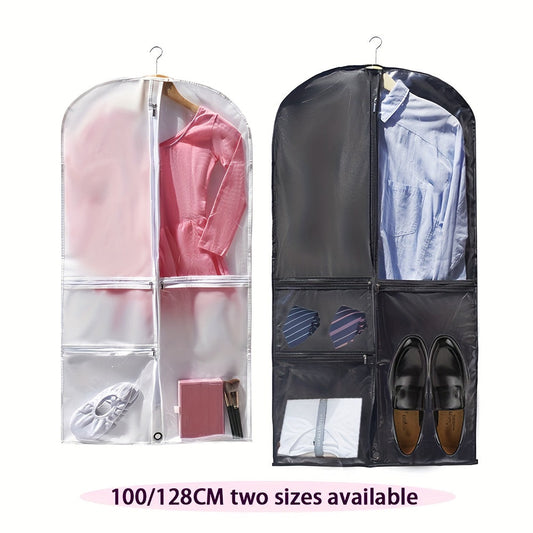 Large garment bag designed for suits, dresses, and dancewear with ample storage space - perfect for travel and business trips, offering hanging storage and protection from dust.