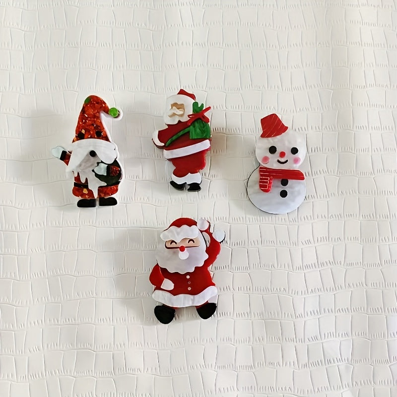 Unique Santa Claus Brooches - Adorable Acrylic Pins to Add a Fun Touch to Your Outfit or Bag - Simple and Stylish Design