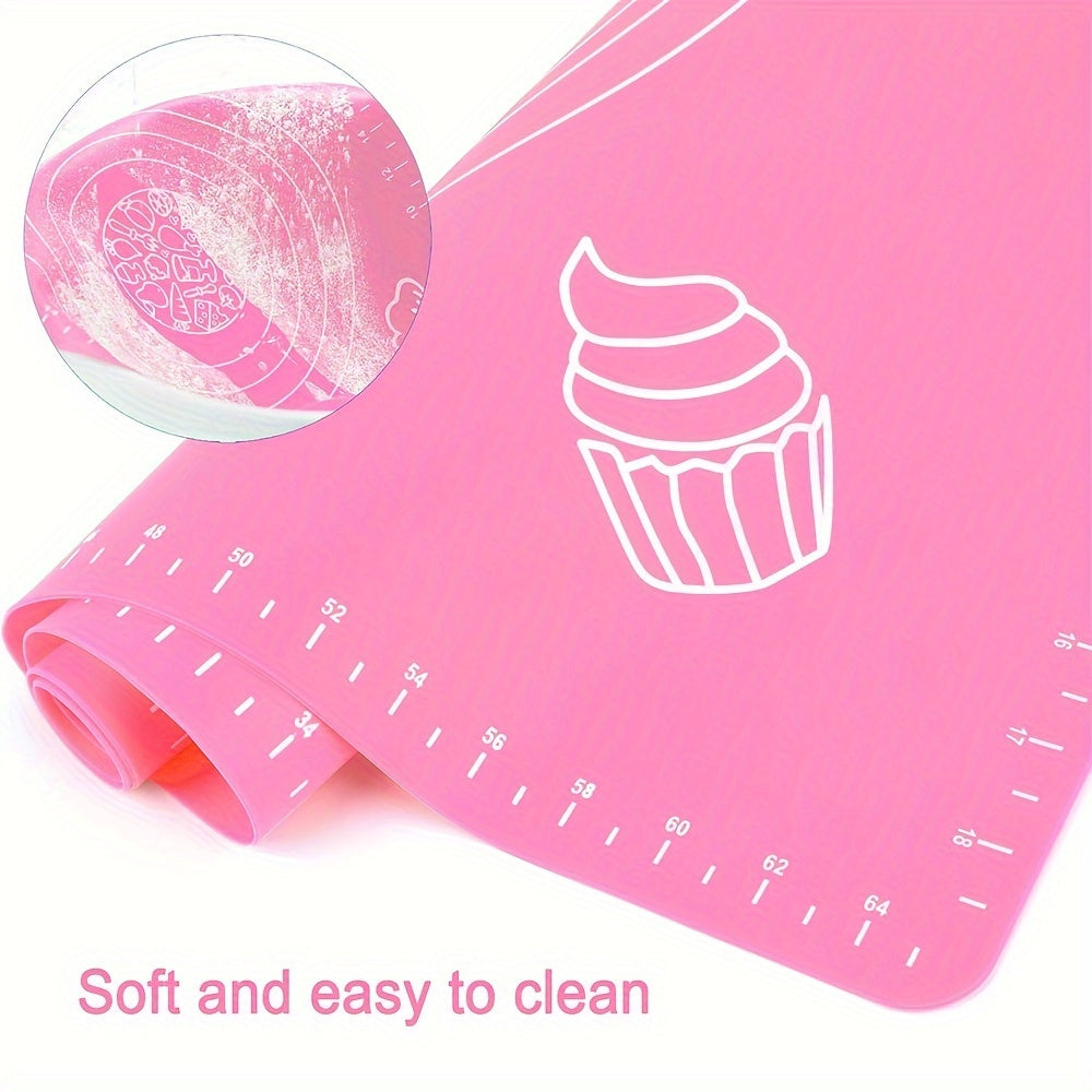 Silicone Pastry Mat Set: Includes one non-stick baking mat, counter mat, and pastry board for rolling dough. Perfect for bread, candy, and cookie making. Comes with free scrapers. Ideal baking tools and kitchen gadgets.