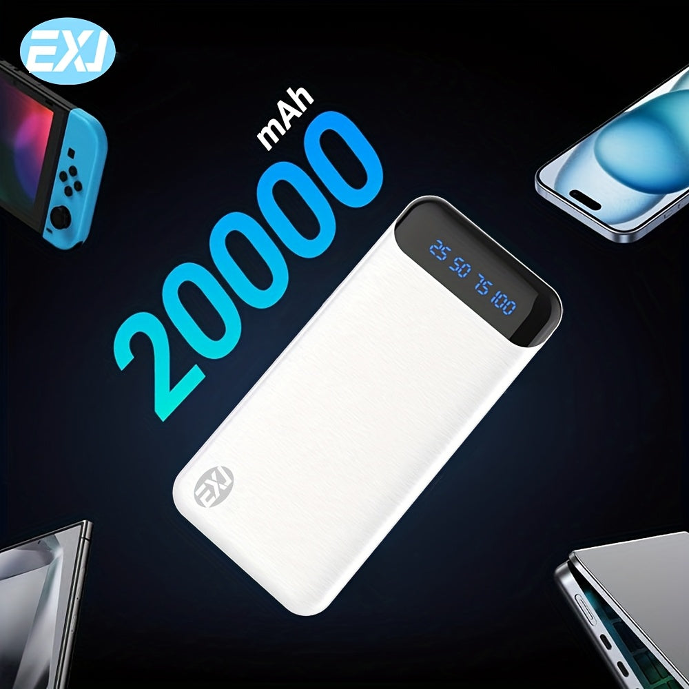 EXJ Power Bank с емкостью 20000Mah/10000Mah, быстрой зарядкой, цифровым дисплеем и совместимостью с моделями iPhone 13-16, iPad, Google, Samsung, Apple, LG и Huawei.