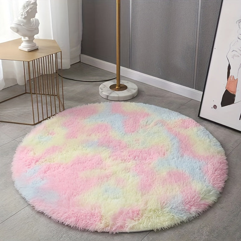 Best-Selling Soft & Fluffy Tie-Dye Round Mat - Luxuriously Thick at 3cm, Ideal for Living Room & Bedroom, Handwash Recommend, Made with Velvet for Ultimate Comfort, Gentle on Skin