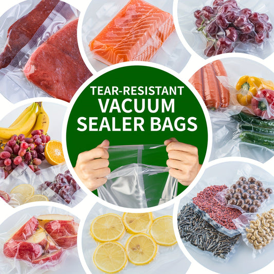 Durable Vacuum Sealer Bags - Set of 3 Rolls for Storing Fruits, Vegetables & Meats, Maintains Freshness Without Electricity