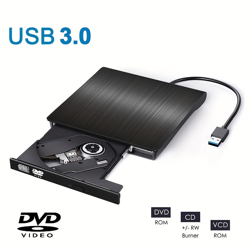 Портативный DVD/CD плеер BIKILI USB 3.0 для ноутбуков, настольных ПК, Windows, Linux, Mac, iOS. Батарея не включена.