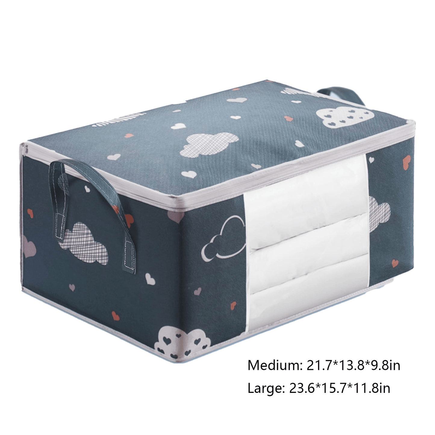 Spacious Clothes Storage Bag with Durable Handle, Perfect for Blankets and Bedding, Foldable Design with Strong Zipper, Clear Window for Easy Viewing. Great for Christmas, Halloween, Thanksgiving, or Easter Gifting.