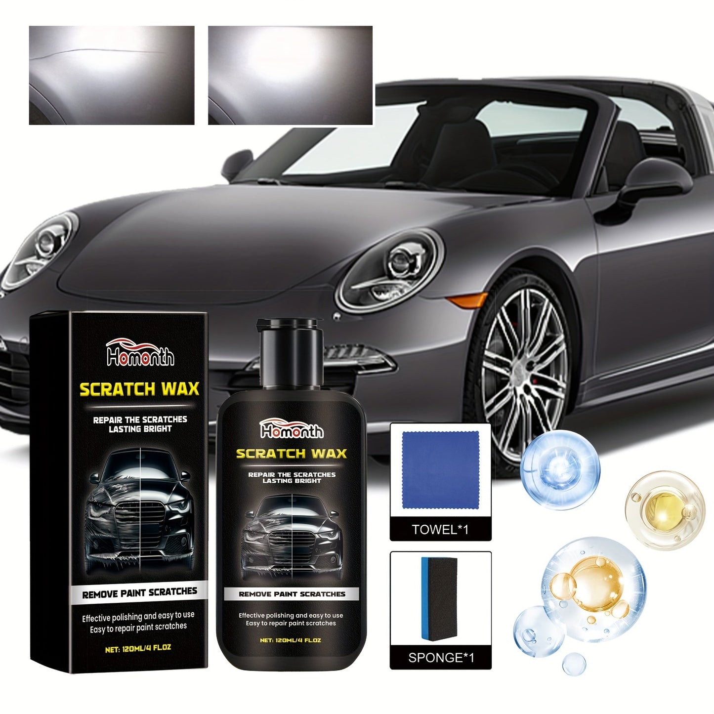 Our 1-piece Scratch Repair Wax is perfect for restoring car and metal surfaces. With a low odor, citric acid formula, it also works as a home cleaning metal polisher. Use it to detail your car and remove auto body scratches.