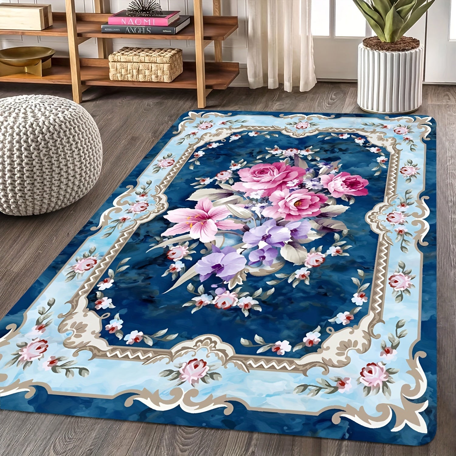 Modernize your home decor with this Vintage Bohemian Persian Floral Print Area Rug. Made from Crystal Velvet & Polyester, this rectangle floor mat is stain resistant, non-slip, and machine washable. Weighing 700g, this rug is perfect for adding a touch