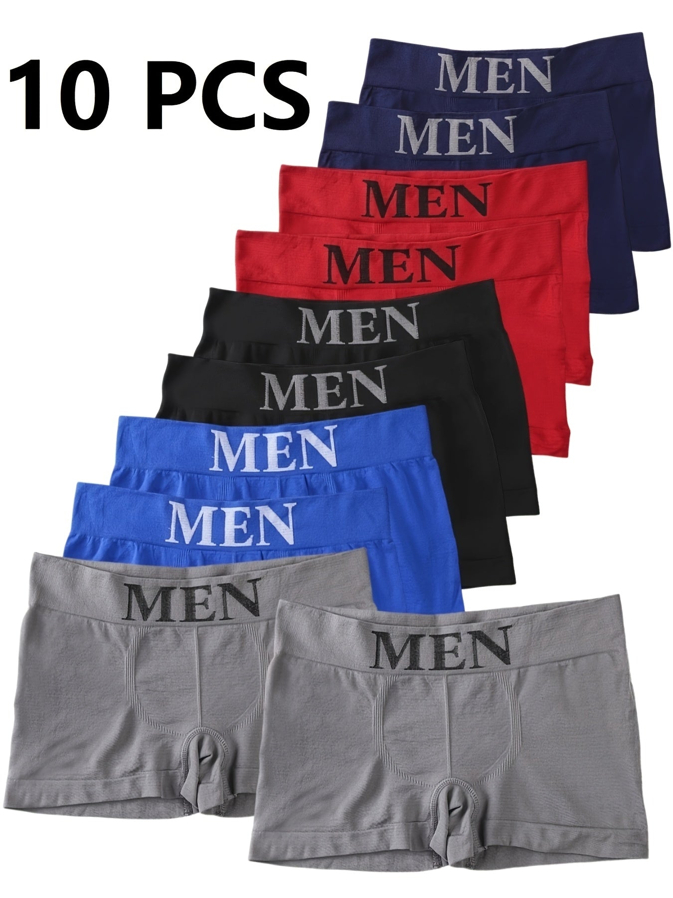 Pack of 10 Men's Flat Leg Briefs, Size S-XL, Seamless and breathable for sports comfort.