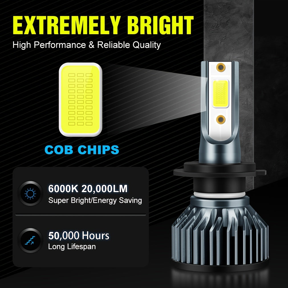 S&D 2pcs LED auto lamps with Canbus technology, 20000LM brightness and super bright COB chips in various sizes