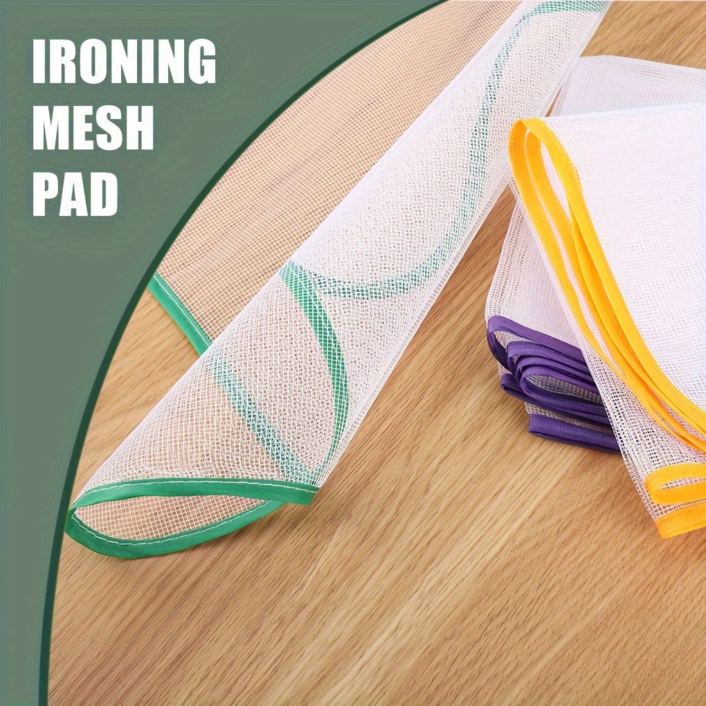 A bundle of five HeatGuard ironing cloth pads, designed to resist high temperatures. These mesh pads are non-electric and heat-resistant, with assorted colors available.