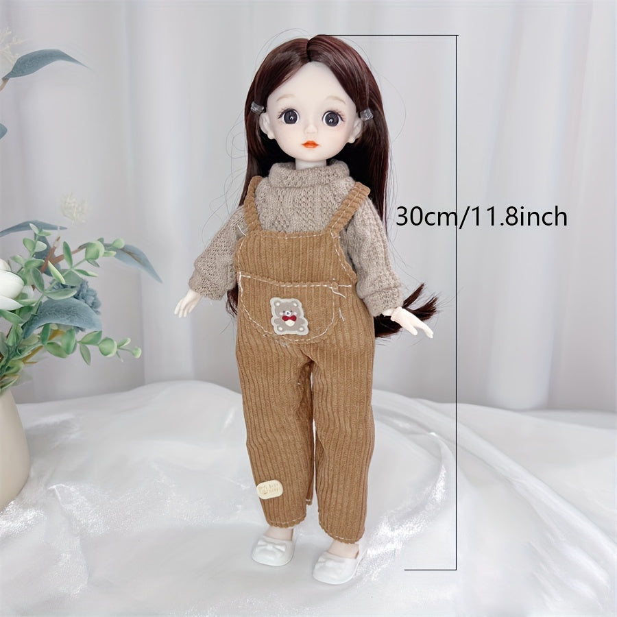 30.48 cm fashion doll with 1/6 BJD ball jointed body in DIY anime and movie themed princess style. Made of PE material. Perfect gift for kids.