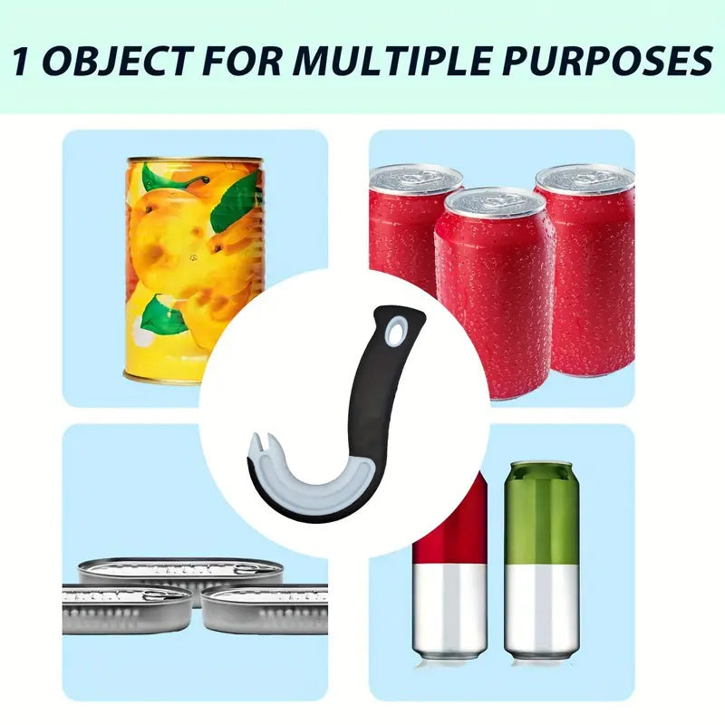 Convenient Easy-Open Ring Pull Can Opener with Non-Slip Rubber Grip - Reliable and No Electricity Required for Kitchen and Dining Applications