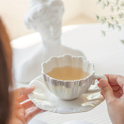 Floral ceramic tea cup set for tea time at home or office, perfect for girls and couples.