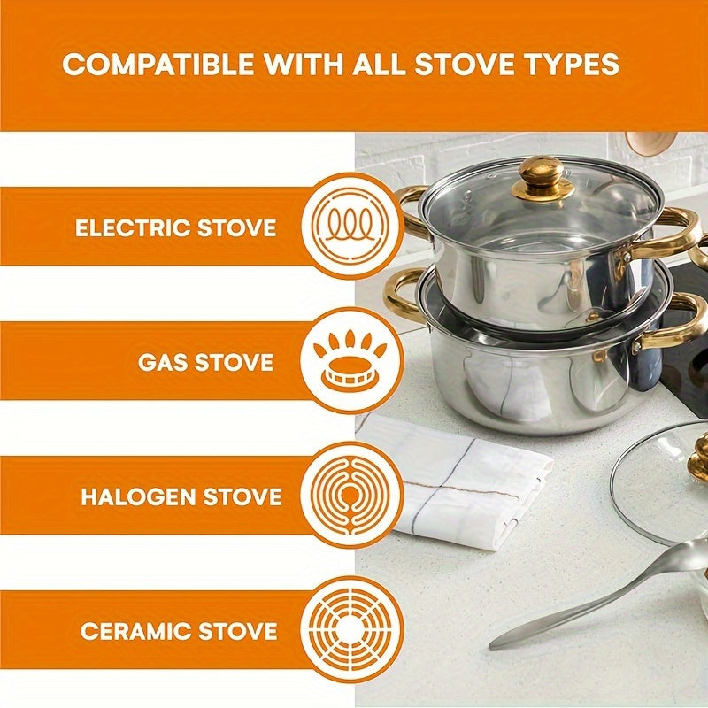 Upgrade your kitchen with the ITechjoy 10-piece Stainless Steel Cookware Set, complete with matching lids for each pot. This versatile set is perfect for soups, stews, noodles, and more. With a durable construction and induction compatibility, these