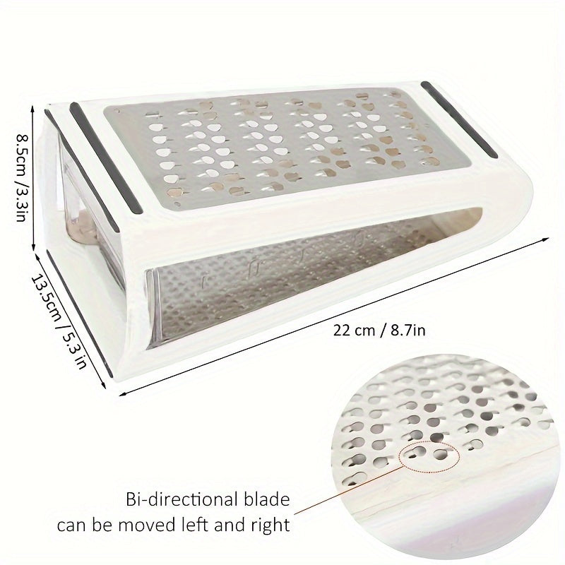 1pc stainless steel cheese grater with container for efficient food prep of vegetables. Waterproof and space-saving for home and restaurant use.