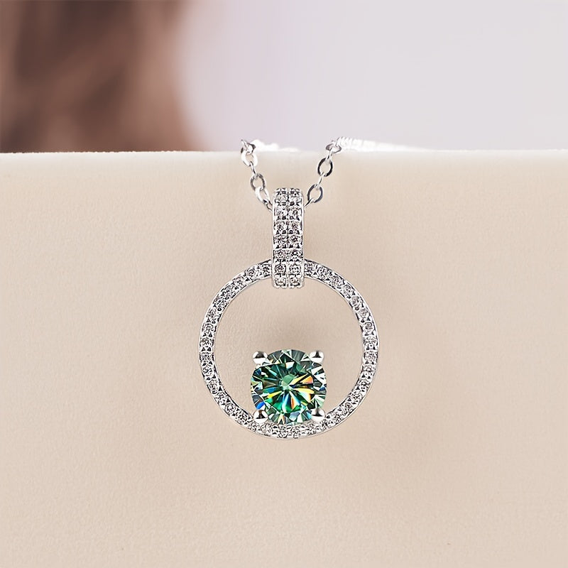 1 set of Moissanite jewelry including a necklace with a 1 carat stone and 2 earrings with 0.5 carat stones. Made of 925 sterling silver and available in multiple colors. Perfect for weddings, comes with a certificate and gift box.