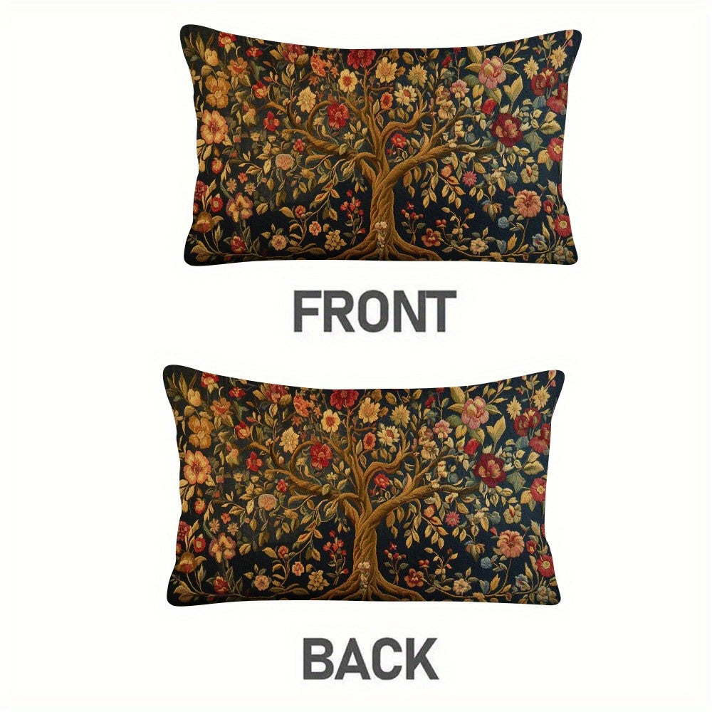 Set of 2 Tree of Life Pillow Covers, 50.8x30.48cm - Great for both Indoor and Outdoor Decoration, Features Zip Closure, Easy to Clean in Washing Machine