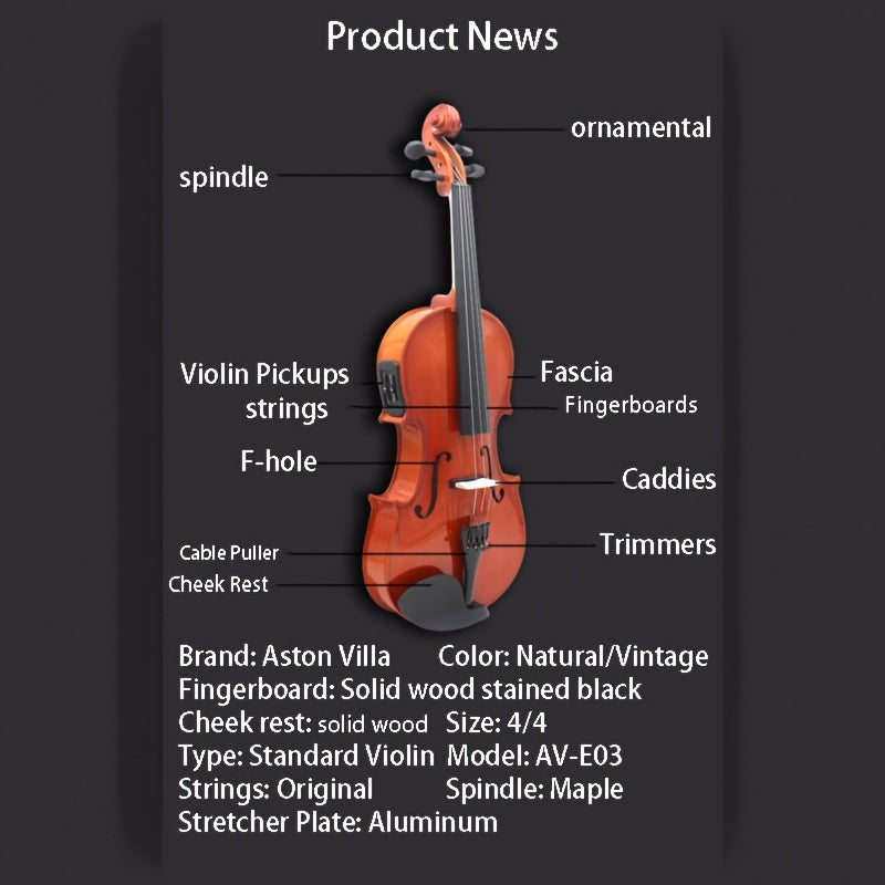 Astonvilla AV-E03 EQ Electric Acoustic Violin available in two colors.