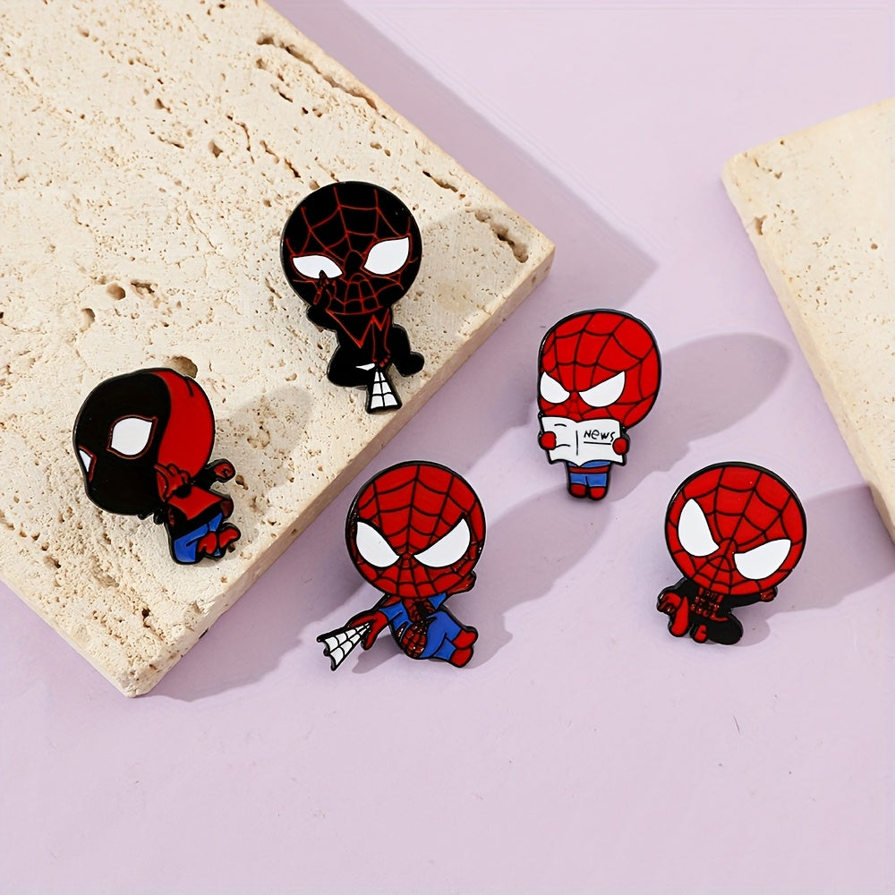 Set of 6 Marvel Spider-Man Enamel Brooch Pins, Adorable Cartoon Anime Design made from Alloy Metal, Unique Irregular Shaped Fashion Accessories for Clothing and Backpacks, Perfect Gift for Friends