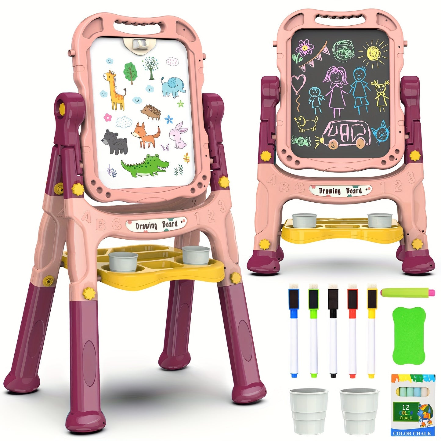 1pc BATTOP Adjustable Kids Art Easel with Magnetic Drawing Board, Accessories, and Durable PP Material, Ideal for Boys And Girls.