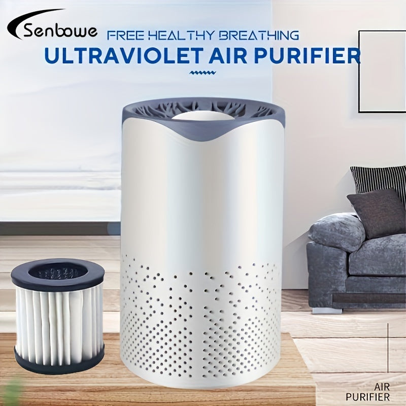 SENBOWE USB-powered air purifier with negative ion technology for home and car, ideal for smoke, odors, and more in bedrooms, studies, garages, and toilets.