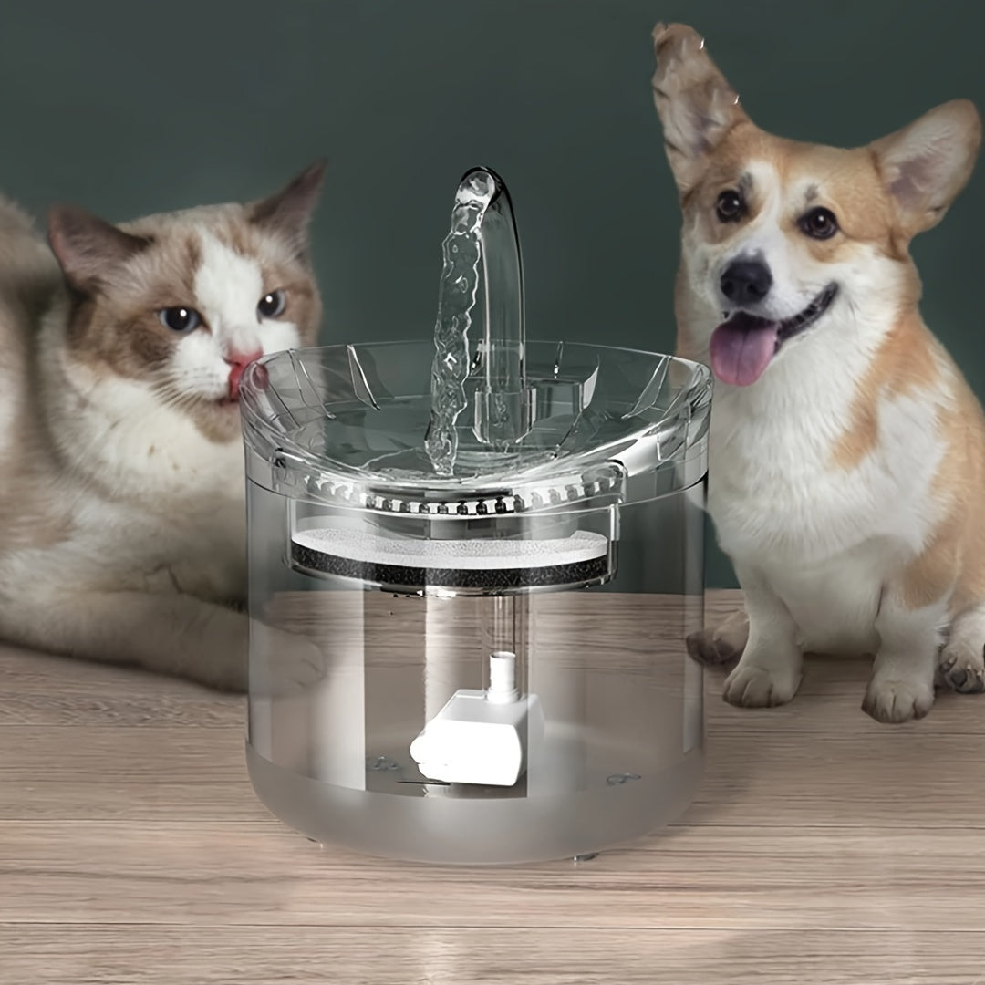 1.8L Smart Cat Water Dispenser with Faucet, Transparent Pet Water Filter Feeder