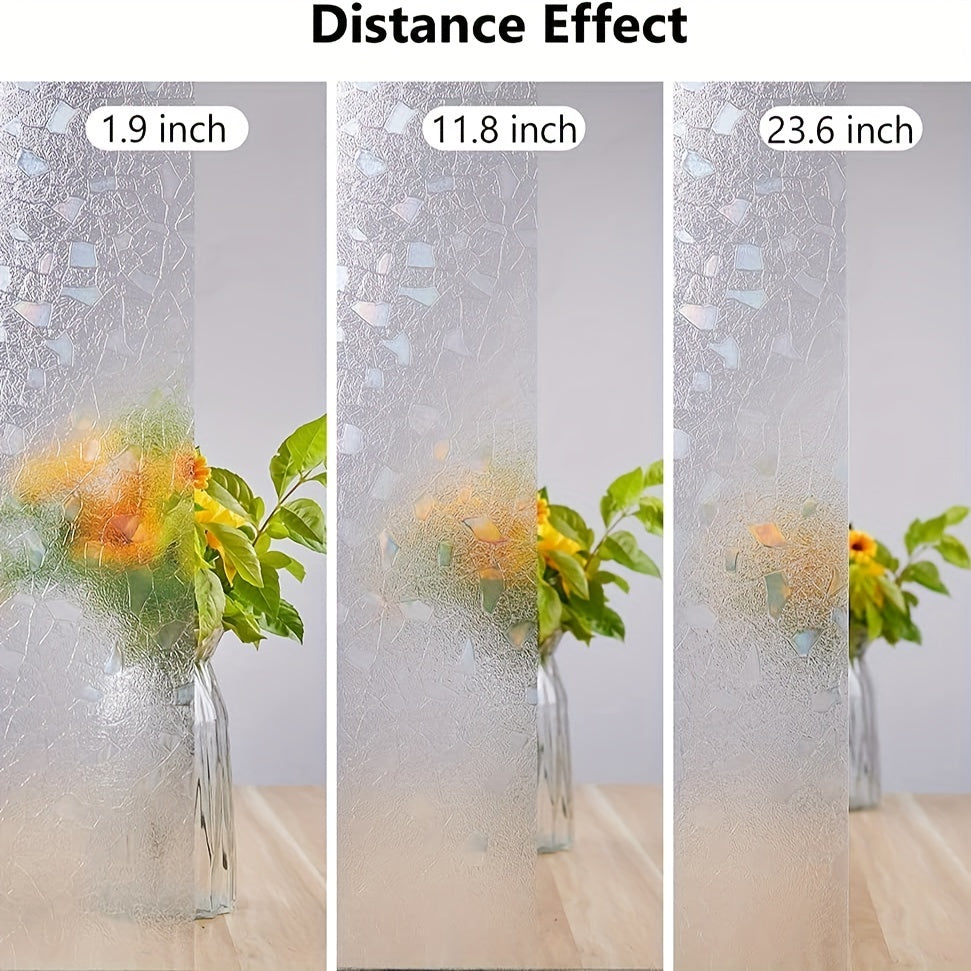 Dekorativ 1 dona muzlatilgan rangli shisha deraza maxfiylik filmi, 3D vinil yopishqoq dekalar bilan, yashash xonasi uy dekoratsiyasi uchun, statik yopishqoq bo'lmagan deraza stiker.