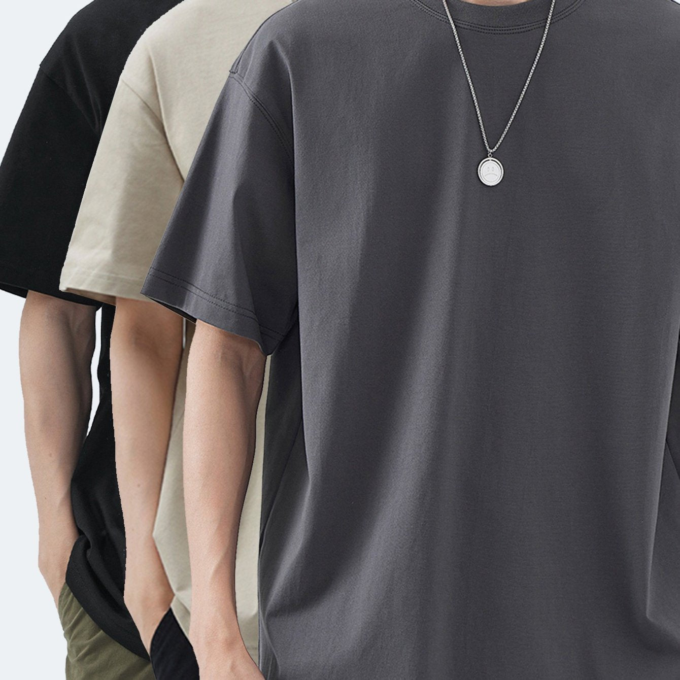 3 Men's 100% Cotton Solid T-shirts for Summer Outdoor Wear