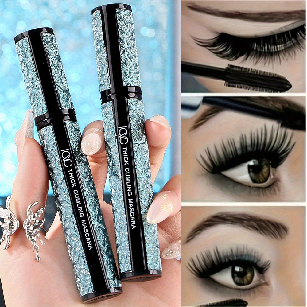 4D Fiber Waterproof Black Mascara for long, thick, and smudge-proof lashes.