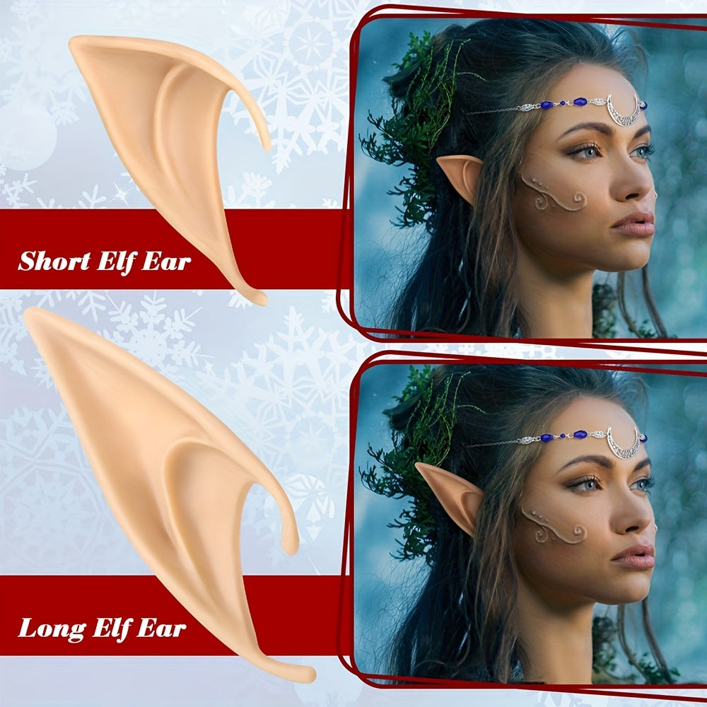 Set of Elf Ears with Headpiece, includes Short and Long Fairy Ears with Moon Head Chain. Perfect Fairy Hair Accessories for Halloween, Masquerade, Renaissance, Eid, and Ramadan Cosplay Props