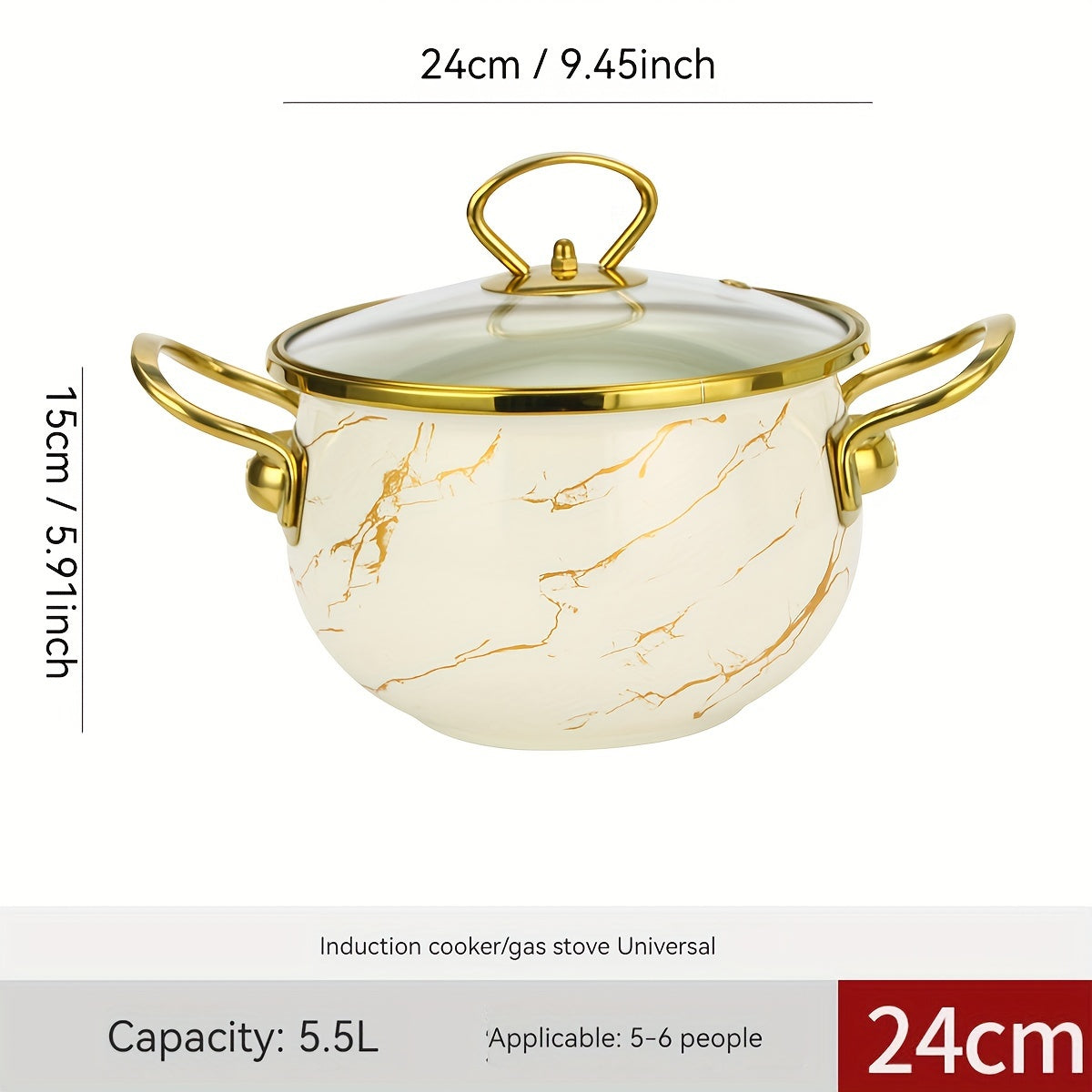 Large capacity stew pot, ideal for holiday soups and stews, seafood rice cooking, and serving at home or in a restaurant. This festive thick enameled pot is compatible with gas stoves and requires no electricity. A versatile addition to any kitchen!