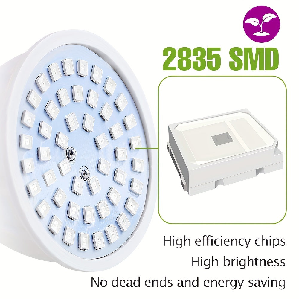 E27 LED Grow Light Bulb for Indoor Plants, Full Spectrum Hydroponic Lamp with 48/60 SMD2835 LEDs, Suitable for Greenhouse Tent Gardening.